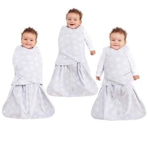 HALO *️⃣ Grey Star Micro-Fleece 3-Way SleepSack Swaddle | Small (3-6 Months)